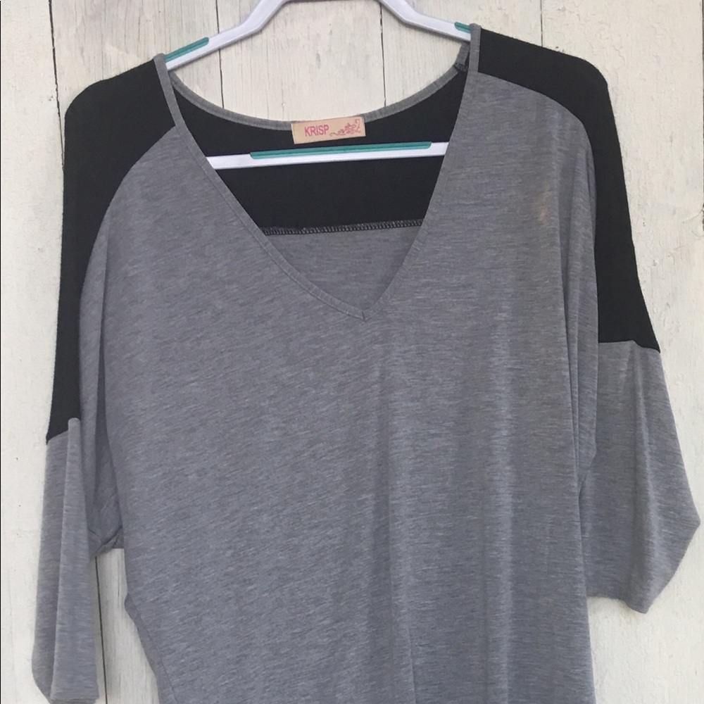 Krisp grey & black long shirt- 3/4 sleeve.